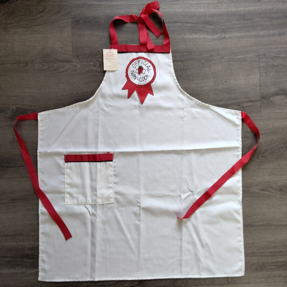 Vintage NWT Official Non-Cook Red & White Apron 1982 1984